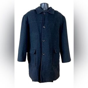 Lauren Ralph Lauren Black Wool Trench Over Coat Sz XL